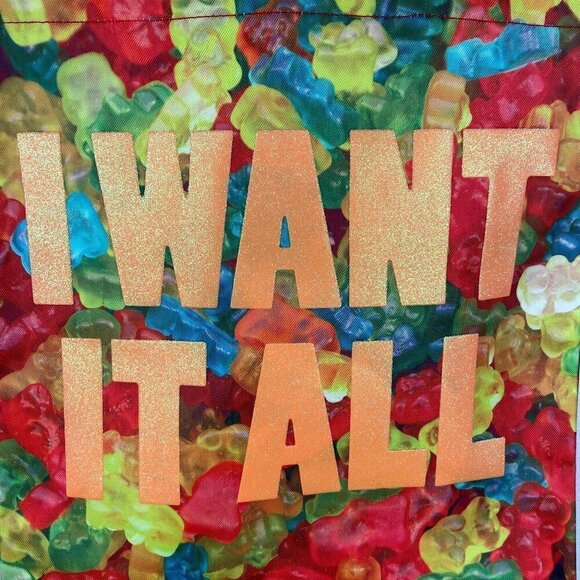 I Want It All Gummie Bears Vinyl Double Handle Tote Bag - Picture 3 of 6